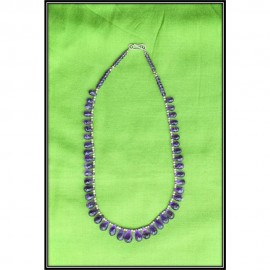 Amethyst With Silver Beads  Stone Necklase 